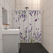 お買い得  シャワーカーテン-フック付きシャワーカーテン 180cm*180cm(70&quot;*70&quot;) ポリエステル 洗える防水バタフライラベンダーパターン バスルームデコ