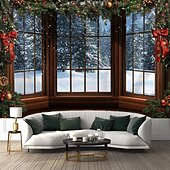 olcso karácsonyi gobelin lóg-karácsonyi díszek függő gobelin ablak kilátás fal művészet karácsonyi nagy kárpit falfestmény dekoráció fénykép háttér takaró függöny otthon hálószoba nappali dekoráció