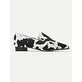 billige Slip-ons og loafers til kvinner-loafers i imitert skinn for kvinner – stilige svarte og hvite slip-on-leiligheter for fritids- og kontorklær