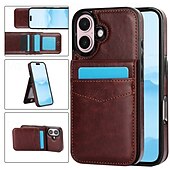お買い得  iPhone用ケース-電話 ケース 用途 iPhone 16 Pro Max プラス iPhone 15 プロマックスプラス iPhone 14 13 12 11 Pro Max Plus Mini SE バックカバー スタンド付き カード挿入口 耐衝撃 レトロ風 TPU PUレザー