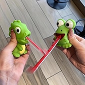 olcso Újdonságok és vicces játékok-béka kinyújtott nyelv, dinoszaurusz formájú csípős játék, nagy szemű béka, élvezi a stresszcsökkentést és a visszapattanó játékot halloween karácsonyi ajándék