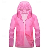 cheap Outdoor Jackets-Women&#039;s Hiking Jacket Outdoor Sun Protection Breathable Front Zipper Lightweight Jacket Full Zip Beach White Pink Blue Fuchsia