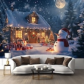 cheap Christmas Tapestry Hanging-Christmas Decorations Snowman Gifts Hanging Tapestry Xmas Wall Art Large Tapestry Mural Decor Photograph Backdrop Blanket Curtain Home Bedroom Living Room Decoration