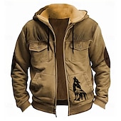 baratos moletons 3d masculinos-Homens Lobo Tosão Moletom Moletons Moletom Manga Longa Moletom com capuz Com Capuz Moda Impressão 3D Feriado Streetwear Preto Vermelho Zíper Bolsos Outono Inverno Designer