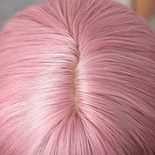 economico Parrucche trendy sintetiche-Parrucche sintetiche Uniformi Costumi di carriera Da principessa Riccio Ondulato Parte di mezzo Taglio scalato Con frangia A macchina Parrucca 26 pollici Pink + Red Capelli sintetici Per donna