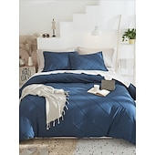baratos Coleção de elite-capa de edredom tufada em grade, conjunto de cama com textura boho, 3 peças, capa de edredom com padrão geométrico de losangos jacquard com amarras de canto &amp;fecho de zíper tamanho queen