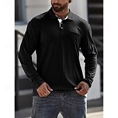 billiga Klassisk pikétröja för män-Herr POLO Shirt Golftröja Ledigt Sport Kavajslag Långärmad Mode Grundläggande Ensfärgat Knapp Vår &amp; Höst Normal Ljusblå Militärgrön Mörkgrå Sjöblå Retroröd Aprikos POLO Shirt