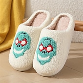 abordables Accueil Pantoufles-pantoufles d&#039;intérieur pour Halloween, pantoufles en coton avec motif de masque de dessin animé pour femmes, chaussures d&#039;hiver confortables pour la maison