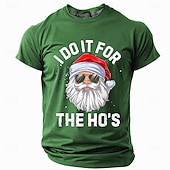 cheap Funny Christmas Outfit-Christmas Men&#039;s Funny Christmas 3D T-shirts Santa Claus Fashion Athleisure 3D Print Tee Party Street Light Blue Black Light Green Short Sleeve Crew Neck Summer Spring Clothing Apparel S M L XL