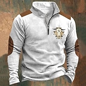 olcso Alap pulóverek-Férfi Pulóver Negyed cipzáras pulóver Medence Barna Khakizöld Világos szürke Sötétszürke Fél cipzár Grafika Tehén Nyomtatott Nyomtatott Negyed irányítószám Karácsony Napi Szabadság Egyéb nyomatok