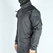 tanie Najfatalniejszy-Męskie Koszula bojowa Koszula turystyczna Taktyczna koszula wojskowa Długi rękaw Quarter Zip Top Na wolnym powietrzu Oddychający Miękka Poliester Niejednolita całość Czarny Zieleń wojskowa Chropowata