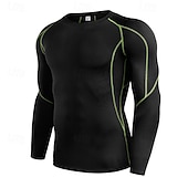 economico T-shirt e Canottiere da Corsa-Per uomo Maglia a compressione Maglia atletica Maglietta da Palestra Maglietta Fitness Manica Lunga Maglietta Casuale Athleisure Autunno Blocco di colori Asciugatura Rapida Morbido Traspirante