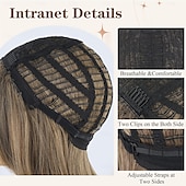 baratos Perucas Sintéticas sem Touca-perucas longas em camadas para mulheres peruca de cabelo cortado em camadas para meninas penteados longos com camadas peruca de substituição de cabelo sintético de fibra macia e resistente ao calor
