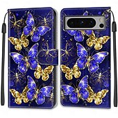 Недорогие Другие чехлы для телефонов-телефон Кейс для Назначение Pixel 8 Pro Pixel 8 Pixel 7 Pixel 7 Pro Pixel 6 Pixel 6 Pro Кейс на заднюю панель со стендом с ремешком на запястье Разъем для карты Ретро ТПУ Кожа PU