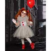 halpa Tyttöjen Halloween-asut-Lapset Tyttöjen Mekko Cosplay mekko Cosplay Custom Yhtenäinen väri Hihaton Suoritus Juhla Halloween juhla Silmukka Prinsessa Cosplay-asu Halloween Custom Polyesteri Polvipituinen A linjainen mekko