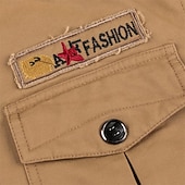 billiga Cargo Jackor-Herr Vinterjacka Fleece-jacka Vardaglig jacka Dagligen Semester Håller värmen Ficka Fleece Höst vinter Slät Mode Streetwear Huva Normal Svart Grön Kaki Jacka