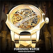 levne Mechanické hodinky-FORSINING Pánské mechanické hodinky luxusní velký ciferník venkovní obchodní duté skeleton automatické samo-navíjecí tourbillon luminiscenční nerezová ocel páskové hodinky