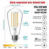 abordables Suspension-Kit de mini luminaires suspendus industriels 3 pièces E26 E27 base Edison style rétro luminaire suspendu à corde noire adapté 110v/220v