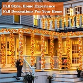 رخيصةأون يعمل بالطاقة الشمسية-سلسلة أضواء ثلاثية الأبعاد تعمل بالطاقة الشمسية على شكل أوراق القيقب اليقطينية بطول 6.5 متر و30 مصباح LED خارجي مقاوم للماء لحديقة الخريف وعيد الشكر وعيد الميلاد وحفلات الزفاف والعطلات وفناء المنزل