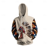 preiswerte Vintage Ethnische Hoodies-Herren Grafik Blumenmuster Indianer Kapuzensweatshirt Kapuzenshirts Pullover Urlaub Täglich Klassisch Lässig Langarm Mit Kapuze Urlaub Sport im Freien Ausgehen Streetwear Hellbraun Drucken Winter