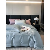 economico Collezione d&#039;elite-Set copripiumino da 4 pezzi, 100% cotone biologico, tessuto morbido e traspirante, include copripiumino e federe per un sonno confortevole.