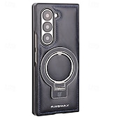 お買い得  サムスン用ケース-Samsung Galaxy Z Fold 6 Z Fold 5 Z Fold 4 Z Fold 3 用のスタンドホルダー付きバックカバー、ワイヤレス充電対応、ショックプルーフ、レトロTPU PUレザー
