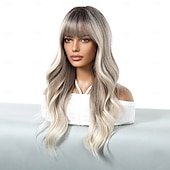 voordelige Synthetische trendy pruiken-Synthetische pruiken Uniformen carrière Kostuums Prinses Gekruld Golvend Middelste stuk Gelaagd kapsel Met pony Machinegemaakt Pruik 61.0 cm Lichtbruin Synthetisch haar Dames Cosplay Feest Modieus