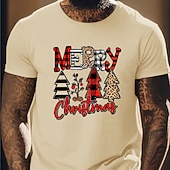 Men's Tree Merry Christmas T Shirt Tee Top Cotton Short Sleeve Graphic Shirt White Dark Blue Beige Comfortable Tee Sports Outdoor Holiday Fashion Designer Clothing 12
