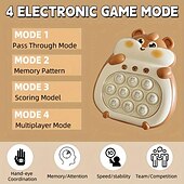 cheap Electronic Entertainment-1pc Intelligence Toy, 4 Modes, 999 Game Levels, With Lights, Fast Press Game Console, Handheld Game Console, Fast Puzzle Game Console, Press Bubble Fidget Toy, Game Console