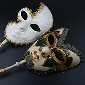 preiswerte Maske-Halloween Maske Venezianische Maske Maske am Stiel Karnevalsmaske Erwachsene Unisex Halloween Karneval Party-Abendmode Maskerade Abschlussball Einfache Halloween-Kostüme Verkleiden