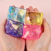 preiswerte Artikel zum Stressabbau-4 Aurora-Malzgummi-Eiswürfel – entspannendes Squishy-Spielzeug für Kinder &amp;Erwachsene, langsame Rückfederung der Tofutextur