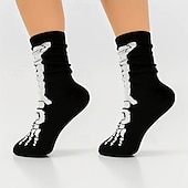 voordelige heren sokken-Voor heren 5 paar Multi-pakketten Sokken Crew Sokken Casual sokken Zwart Kleur Halloween Doodskoppen Sport &amp; Outdoor Dagelijks Vakantie Standaard Medium Herfst winter Modieus Casual