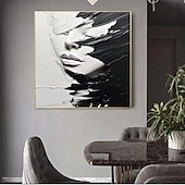 economico Ritratti-dipinto a olio astratto fatto a mano, dipinto a mano in bianco e nero, spatola, ragazza, dipinto a olio, figura in bianco e nero, pittura a olio, arte murale, grande dipinto in bianco e nero, pittura