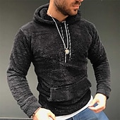 voordelige fleece sweatshirts-Voor heren Trui met capuchon Fleece hoodie Zwart Wit Leger Groen Khaki Grijs Capuchon Effen Zak Sport &amp; Outdoor Dagelijks Feestdagen Streetwear Basic Casual Herfst winter Kleding Hoodies Sweatshirts