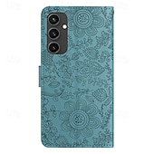 cheap Samsung Cases-Phone Case For Samsung Galaxy S24 S23 S22 S21 Ultra Plus A55 A35 A25 A15 5G S20 FE S25 Ultra Wallet Case with Wrist Strap Kickstand Warm Flower Floral TPU PU Leather