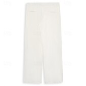 tanie Luźny-Męskie Garnitury Spodnie Spodnie garniturowe Guziki Przednia kieszeń Prosta noga Równina Komfort Miękka Pełna długość Biznes Codzienny Święto Moda Szykowne i nowoczesne Czarny Biały