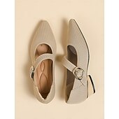 ieftine Block Heels-pantofi de damă din tricot Mary Jane cu curea cu cataramă – pantofi confortabili și eleganti cu toc joasă pentru ținute casual sau de birou