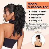 cheap Ponytails-Ponytail Extension, 14&quot; Short Wavy Drawstring Ponytail Lightweight Multi Layered Fake Pony Tails Hair Extensions Natural Soft Clip in Hair Extensions Ponytail