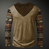 economico felpe 3d da uomo-Per uomo Folk Felpa con cappuccio Felpe Felpa Felpa con cappuccio Manica lunga Felpa con cappuccio Con cappuccio Etnico Stampa 3D Per eventi Abbigliamento di strada Marrone A cordoncino Stampa 3D