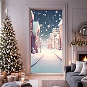 economico Copriporte natalizi-decorazioni natalizie per porte copriporta arazzo per porte castello di Babbo Natale tenda per porte decorazione sfondo striscione per porta d&#039;ingresso fattoria decorazioni per feste forniture per