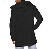billiga Trenchcoat för män-Herr Peacoat Trenchcoat Dagligen Semester Höst vinter 50% bomull Håller värmen Ytterkläder Kläder Mode Klassisk Slät Ficka Huva Dubbelknäppt