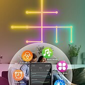 abordables Luces inteligentes-Aplique de pared LED inteligente con conexión USB, RGB, wifi, Tuya, colorido, conectable por Bluetooth, para juegos de deportes electrónicos y decoración de pared LED, 6/9/12 paquetes