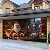 tanie Osłony drzwi garażowych na Boże Narodzenie-Boże Narodzenie na zewnątrz garaż drzwi pokrywa xmas baner święty mikołaj centrum handlowe duże tło świąteczne dekoracja na święta zewnętrzne garaż drzwi dekoracje ścienne domu