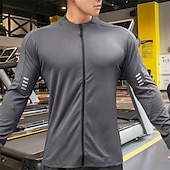 economico T-shirt e Canottiere da Corsa-Per uomo Maglia Atletica Maglia da palestra Camicia fitness Camicia a compressione imbottita Zip intera Manica lunga Maglietta / Maglia Informale Athleisure Autunno Traspirante Asciugatura rapida