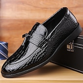 economico Semi-formale-mocassini da uomo in pelle stampata coccodrillo di lusso con dettaglio nappa - eleganti scarpe slip-on per abbigliamento formale e da lavoro