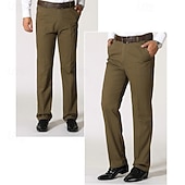 economico Sottile-Per uomo pantaloni della tuta Pantaloni Chino Bottoni Tasche Gamba dritta Liscio Comfort Formale Feste Ufficio Di tendenza Classico Nero Verde scuro Media elasticità