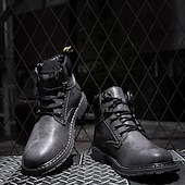 cheap Work Boots-Men&#039;s Brown Leather Work Boots, Durable Lace-Up Ankle Boots with Rugged Sole, Perfect for Outdoor Activities, Construction, and Casual Wear