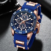 voordelige Quartz-horloges-crrju herenhorloges topmerk luxe quartz siliconen band sport waterdichte klok met lichtgevend quartzhorloge