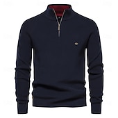 abordables Pull col rond-nouveaux cardigans à fermeture éclair en coton d&#039;automne pour hommes mode décontracté social hommes pulls col haut chaud hiver pull tricoté hommes