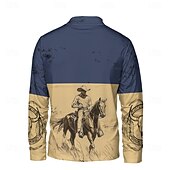 abordables Sudaderas 3D para hombre-Hombre Graphic Cowboy Sudaderas Sudadera con un cuarto de cremallera Manga Larga Camisa de entrenamiento Escote Chino Diario Casual retro de la vendimia Impresión 3D Vacaciones Noche Ropa de calle